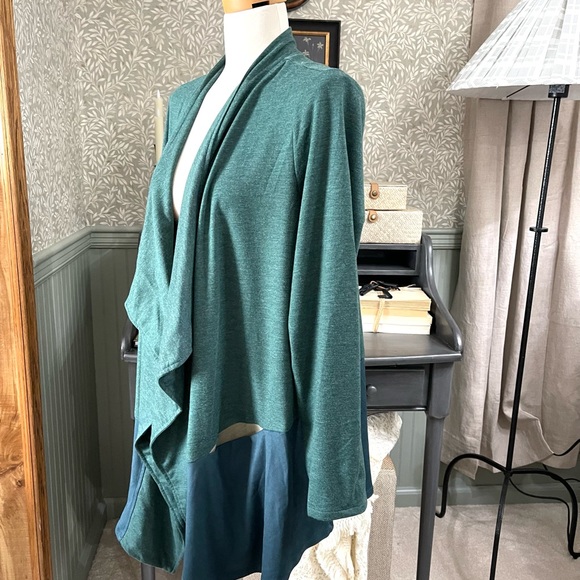 LOGO by Lori Goldstein Teal Lounge Cardigan - Picture 4 of 8
